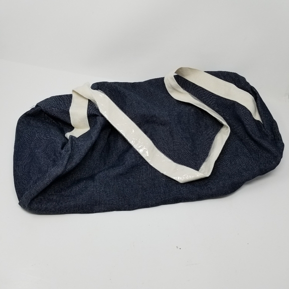 Workout Gear Gym Duffle Bag Meet Me At The Barre NWOT Fun Unisex Blue White Text - Picture 4 of 5